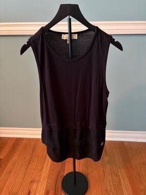 Michael Kors Black Layered Hem Sleeveless Tank
